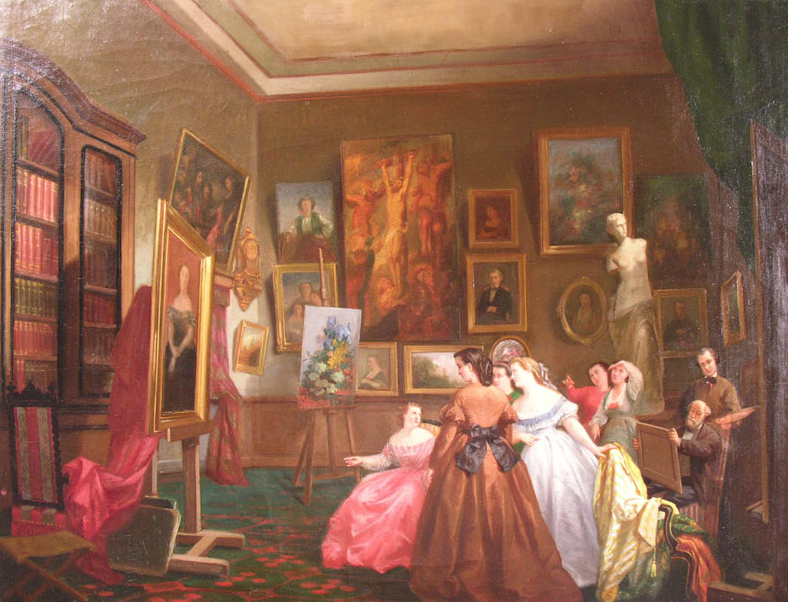 Scène d'intérieur, huile sur toile, Gabriel Durand, vers 1860, Musée du vieux Toulouse