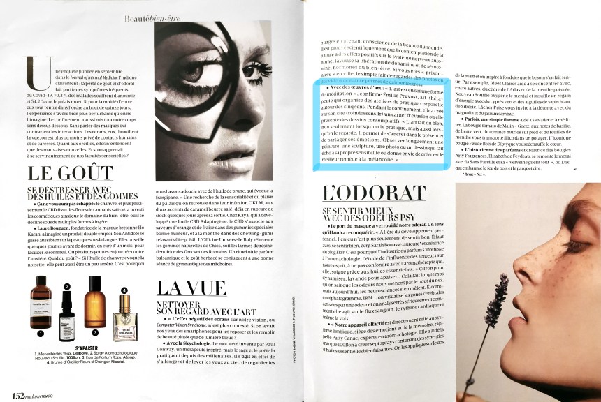 Soin des sens - Article Mme Figaro 3 et 4 - Madame Figaro - décembre 2020