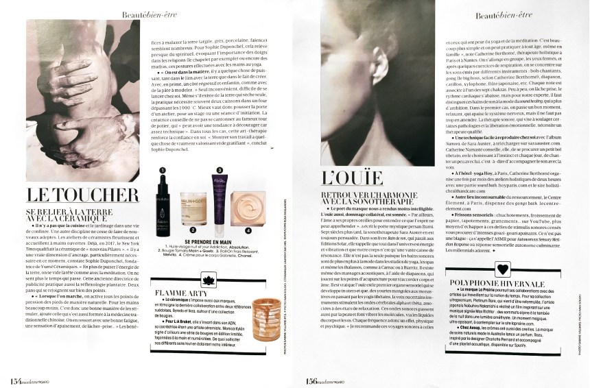 Soin des sens - Article Mme Figaro - Madame Figaro décembre 2020